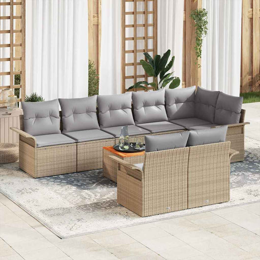 Garten-Sofa-Set 9 pcs Beige Poly Rattan