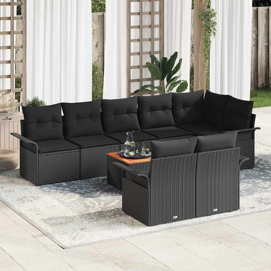 Garten-Sofa-Set 9 pcs Schwarz Poly Rattan