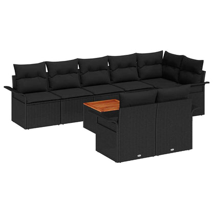 Garten-Sofa-Set 9 pcs Schwarz Poly Rattan