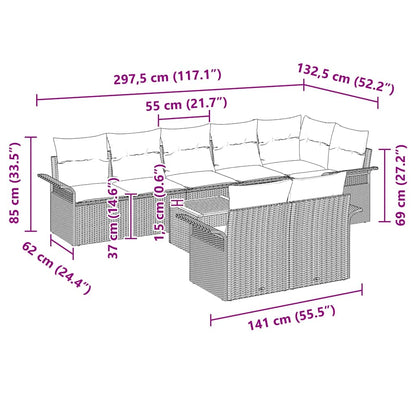 Garten-Sofa-Set 9 pcs Schwarz Poly Rattan