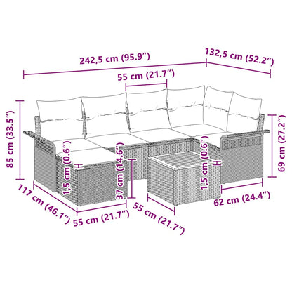 Garten-Sofa-Set 7 pcs Beige Poly Rattan