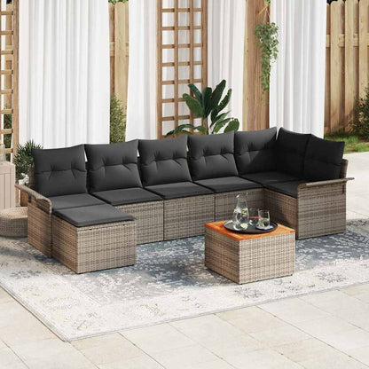 Garten-Sofa-Set 8 pcs Grau Poly Rattan