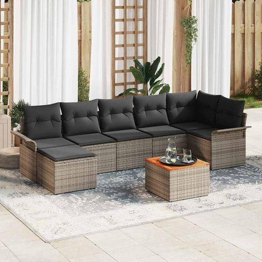 Garten-Sofa-Set 8 pcs Grau Poly Rattan