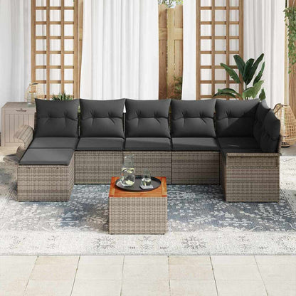 Garten-Sofa-Set 8 pcs Grau Poly Rattan