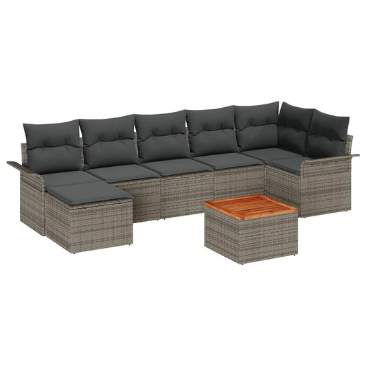 Garten-Sofa-Set 8 pcs Grau Poly Rattan