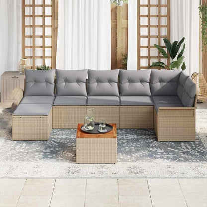 Garten-Sofa-Set 8 pcs Beige Poly Rattan
