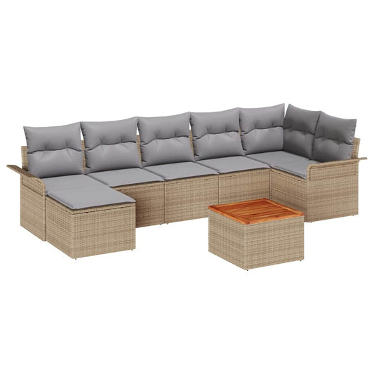 Garten-Sofa-Set 8 pcs Beige Poly Rattan