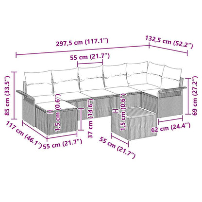 Garten-Sofa-Set 8 pcs Beige Poly Rattan