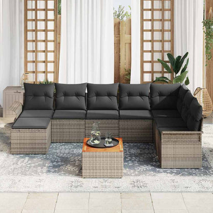 Garten-Sofa-Set 9 pcs Grau Poly Rattan