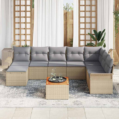 Garten-Sofa-Set 9 pcs Beige Poly Rattan