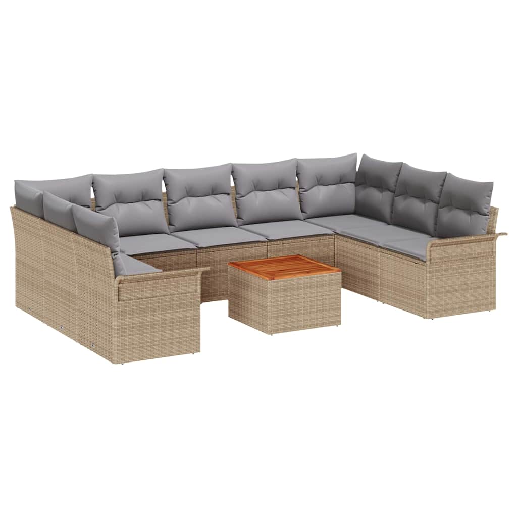 Garten-Sofa-Set 10 pcs Beige Poly Rattan