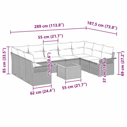 Garten-Sofa-Set 10 pcs Beige Poly Rattan