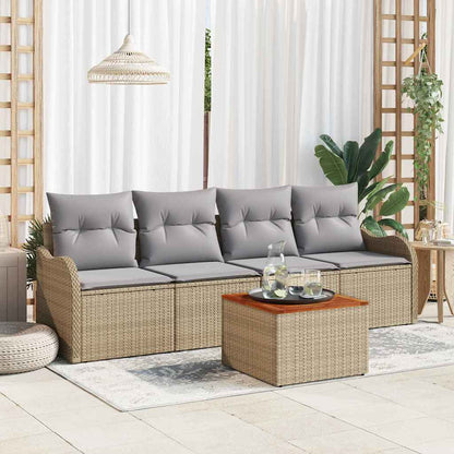 Garten-Sofa-Set 5 pcs Beige Poly Rattan