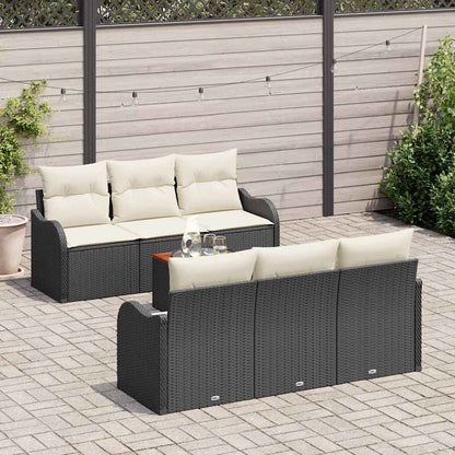 Garten-Sofa-Set 7 pcs Schwarz Poly Rattan
