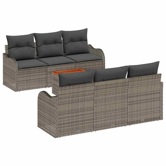 Garten-Sofa-Set 7 pcs Grau Poly Rattan