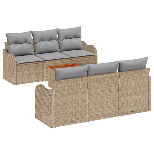 Garten-Sofa-Set 7 pcs Beige Poly Rattan