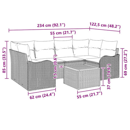 Garten-Sofa-Set 7 pcs Grau Poly Rattan