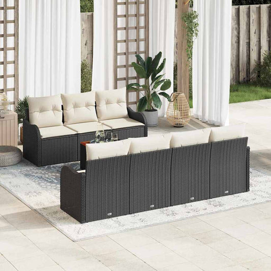 Garten-Sofa-Set 8 pcs Schwarz Poly Rattan