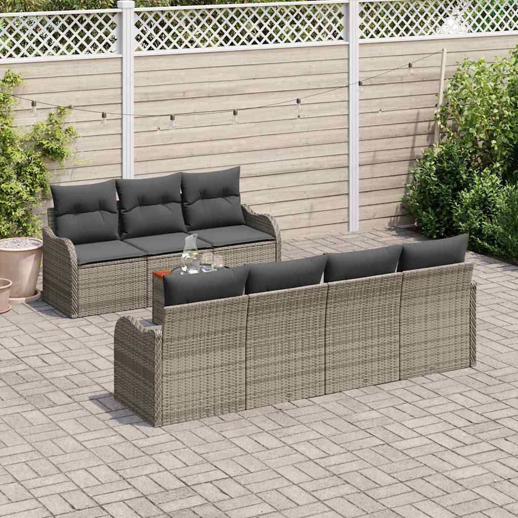 Garten-Sofa-Set 8 pcs Grau Poly Rattan