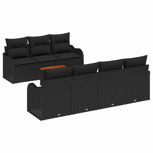 Garten-Sofa-Set 8 pcs Schwarz Poly Rattan