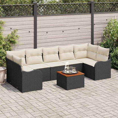 Garten-Sofa-Set 8 pcs Schwarz Poly Rattan