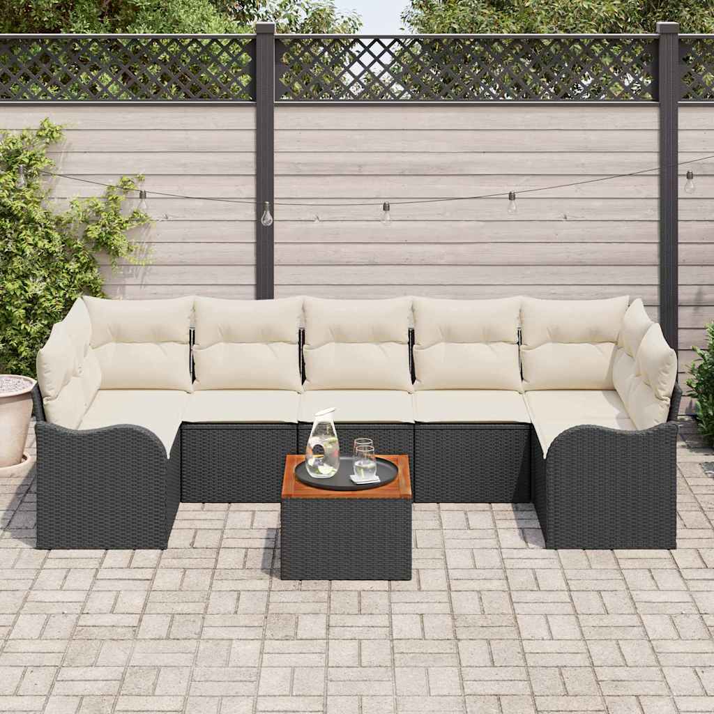 Garten-Sofa-Set 8 pcs Schwarz Poly Rattan