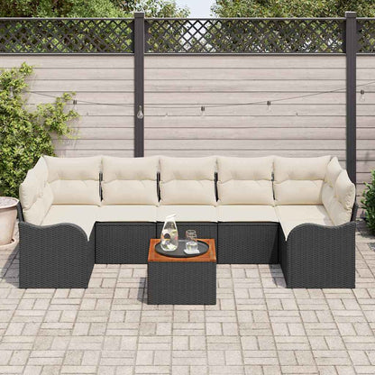 Garten-Sofa-Set 8 pcs Schwarz Poly Rattan