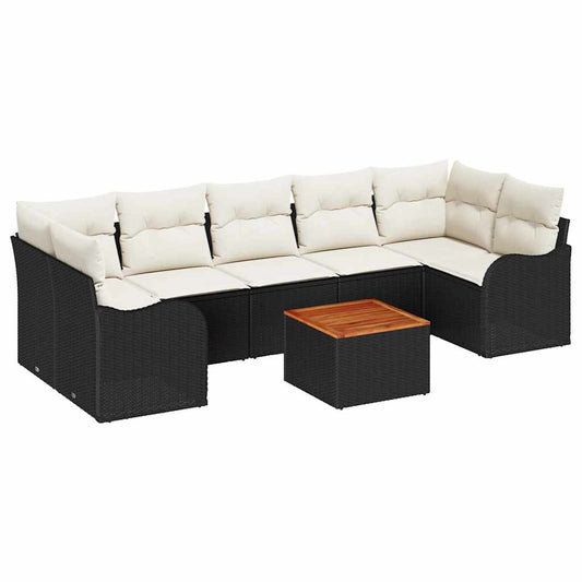 Garten-Sofa-Set 8 pcs Schwarz Poly Rattan