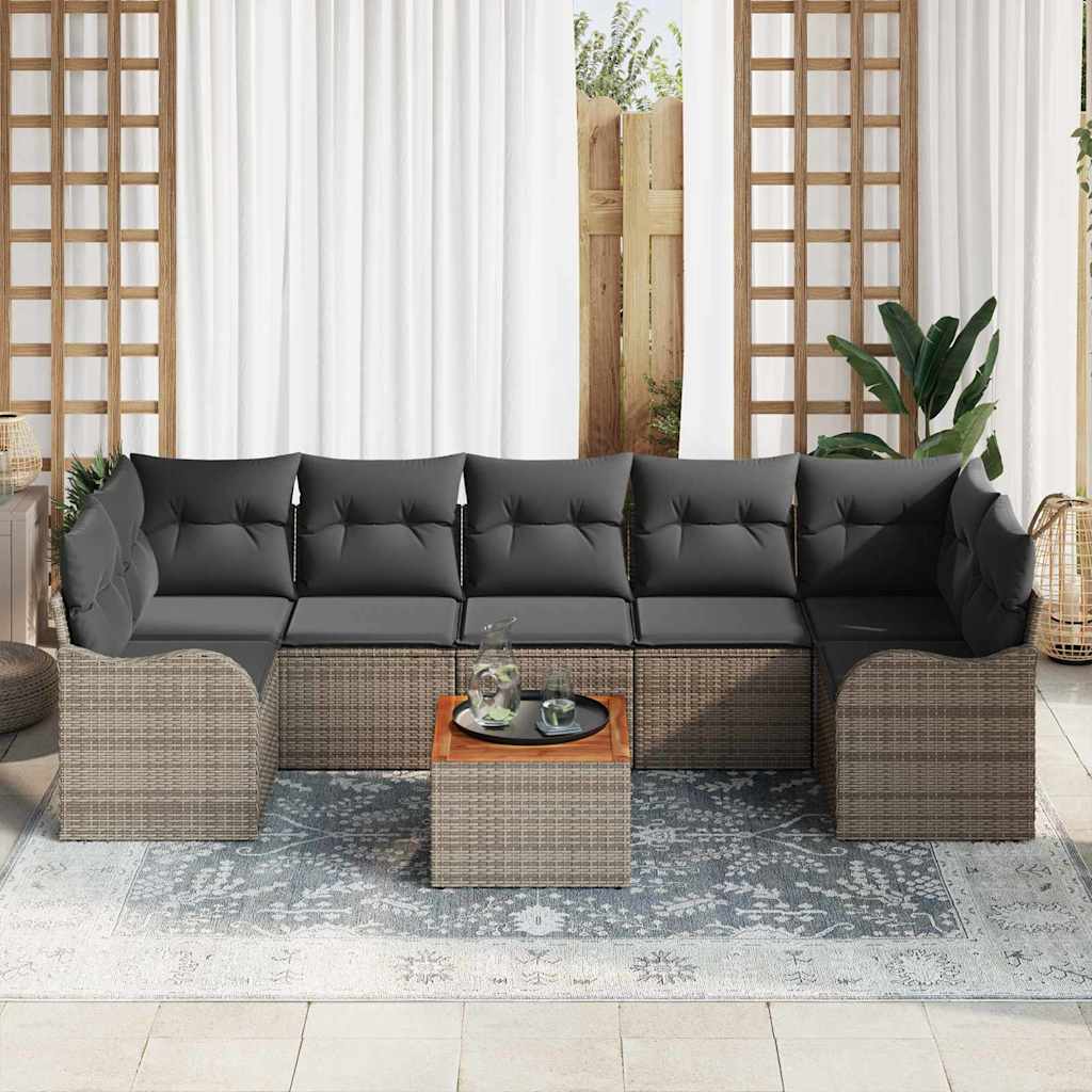 Garten-Sofa-Set 8 pcs Grau Poly Rattan