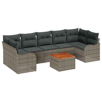 Garten-Sofa-Set 8 pcs Grau Poly Rattan