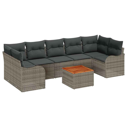 Garten-Sofa-Set 8 pcs Grau Poly Rattan