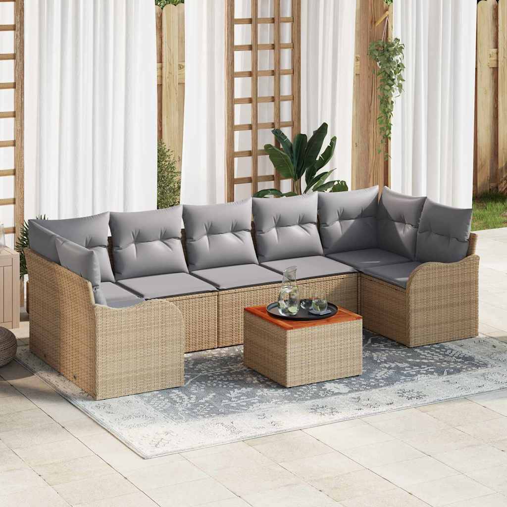 Garten-Sofa-Set 8 pcs Beige Poly Rattan