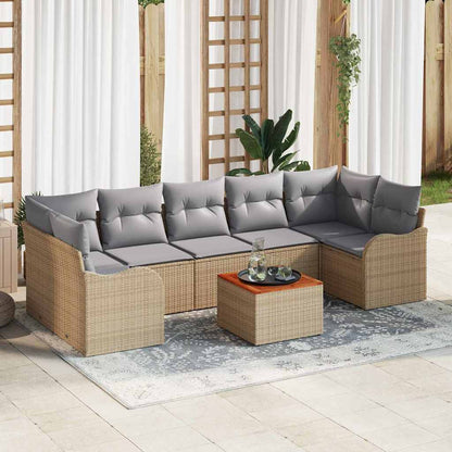 Garten-Sofa-Set 8 pcs Beige Poly Rattan