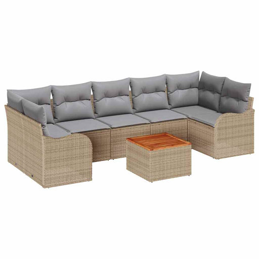 Garten-Sofa-Set 8 pcs Beige Poly Rattan