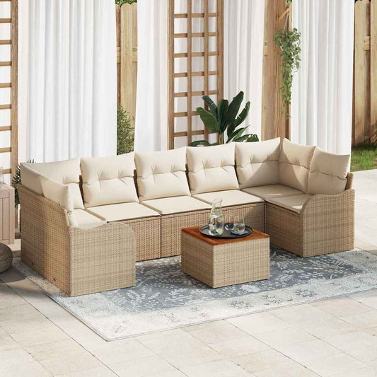 Garten-Sofa-Set 8 pcs Beige Poly Rattan