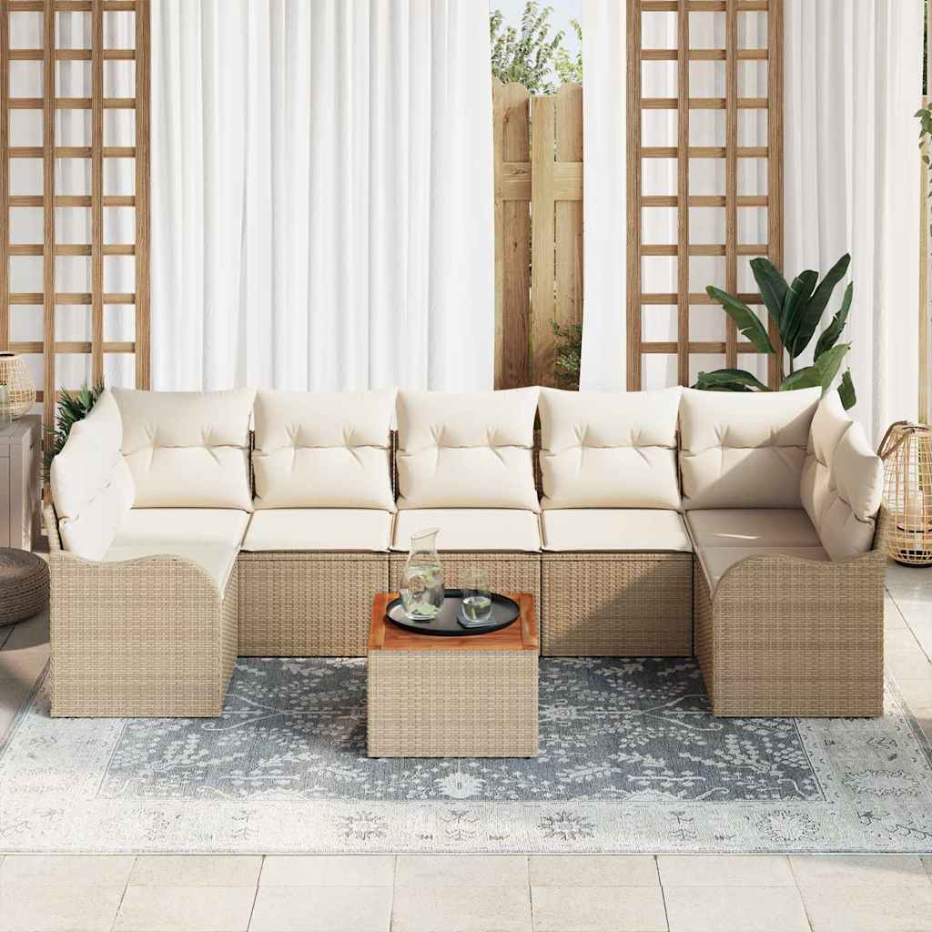 Garten-Sofa-Set 8 pcs Beige Poly Rattan