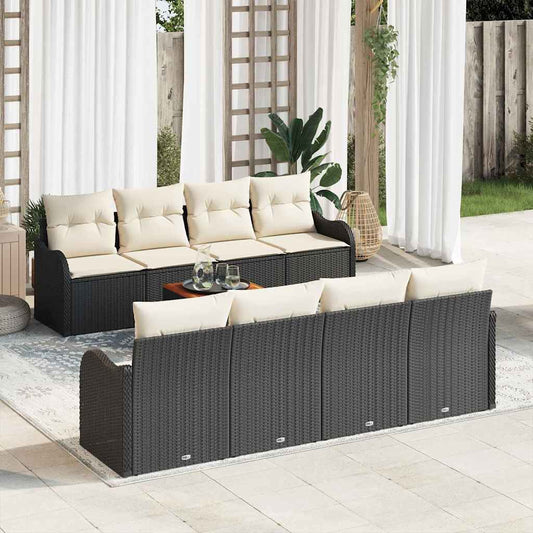 Garten-Sofa-Set 9 pcs Schwarz Poly Rattan