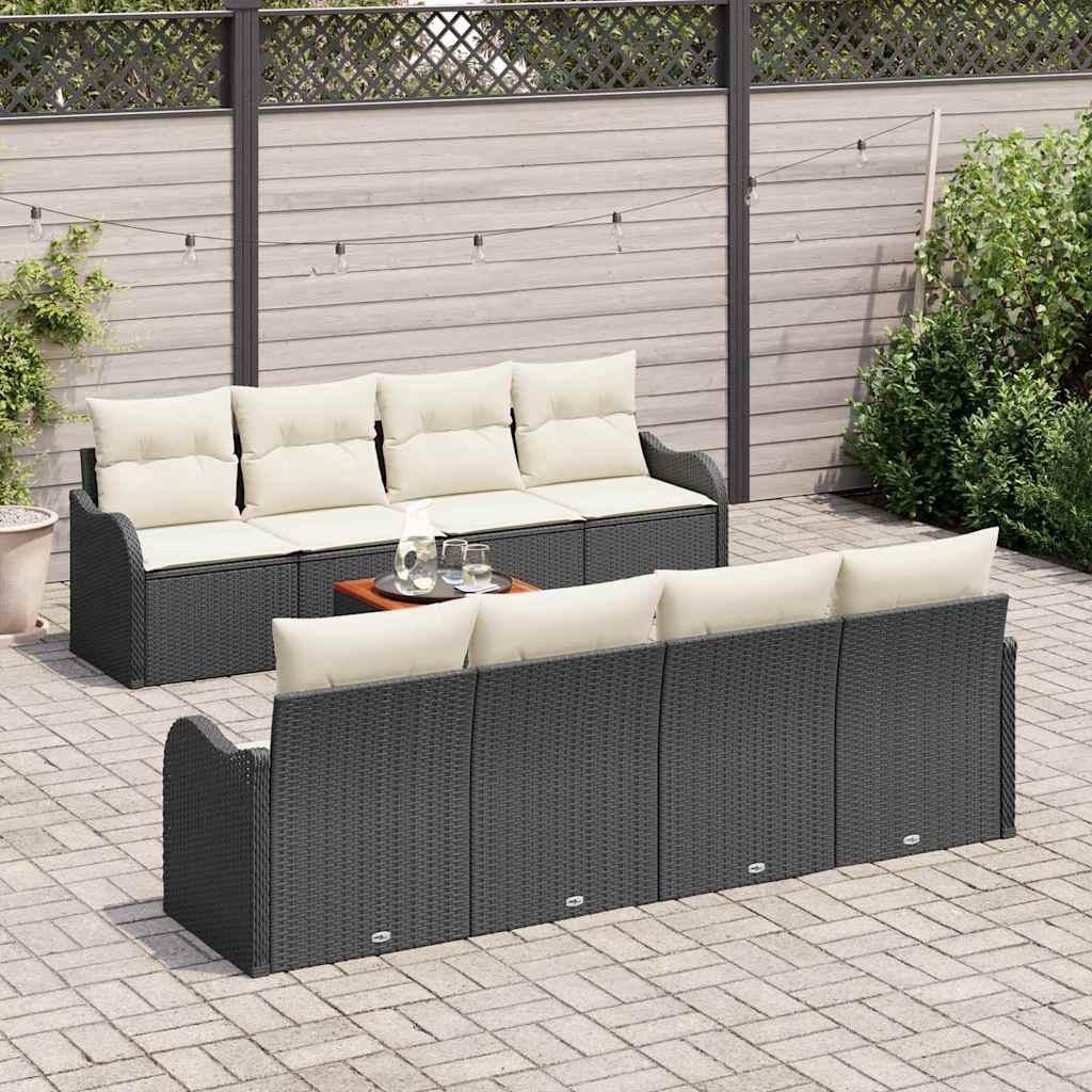 Garten-Sofa-Set 9 pcs Schwarz Poly Rattan