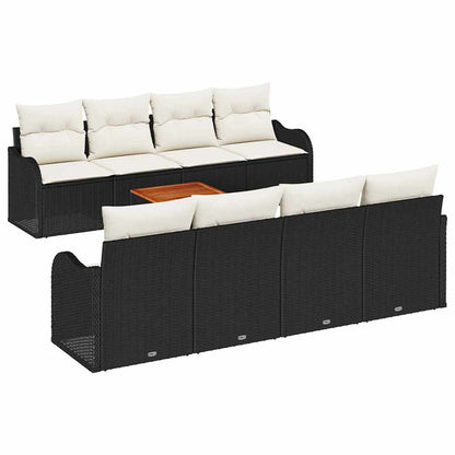 Garten-Sofa-Set 9 pcs Schwarz Poly Rattan