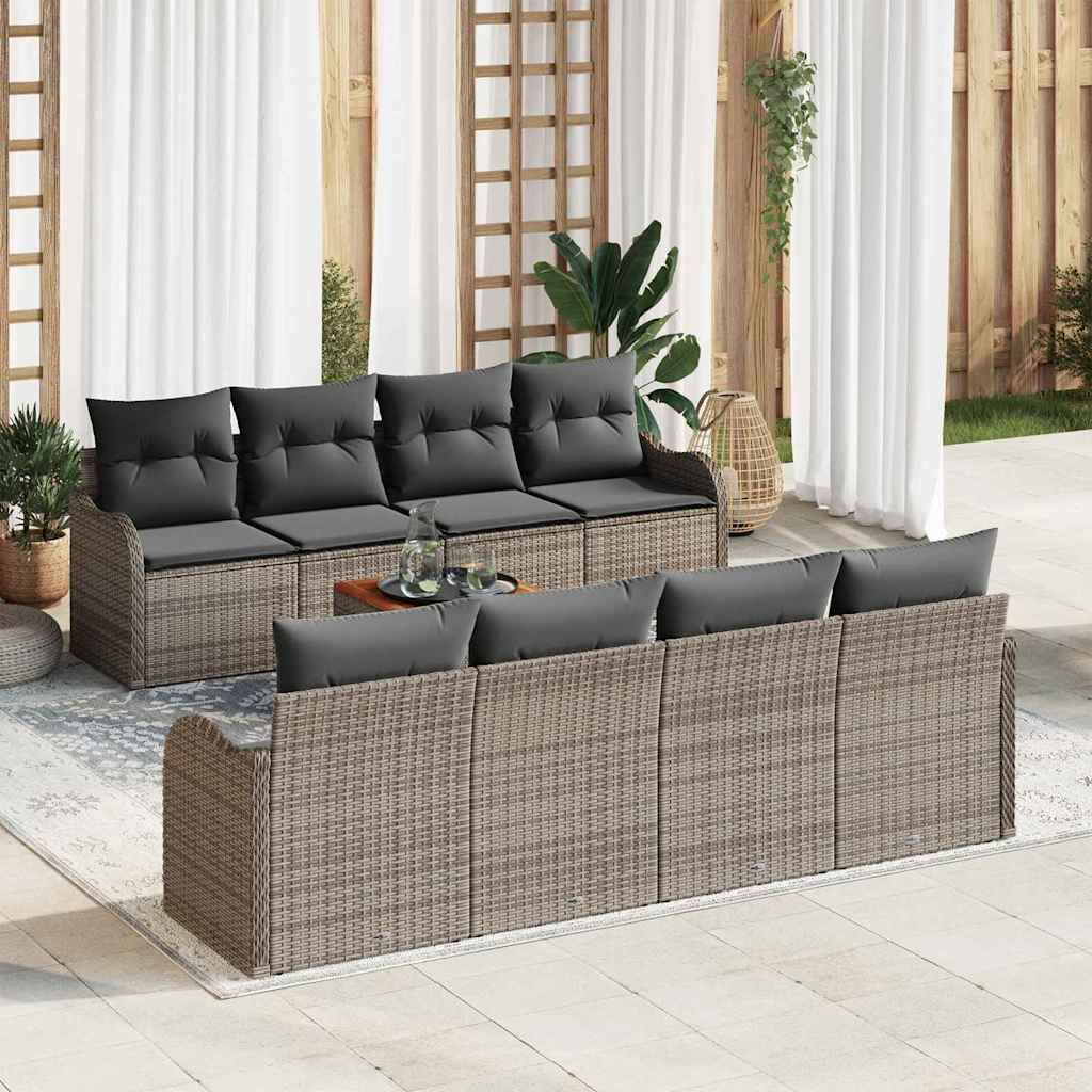 Garten-Sofa-Set 9 pcs Grau Poly Rattan