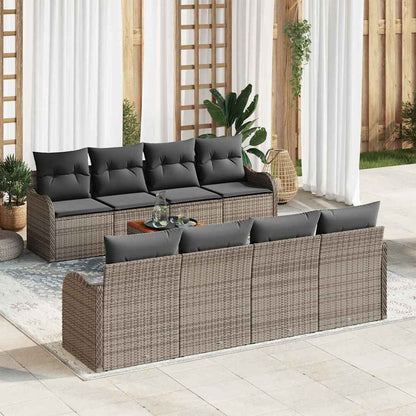 Garten-Sofa-Set 9 pcs Grau Poly Rattan