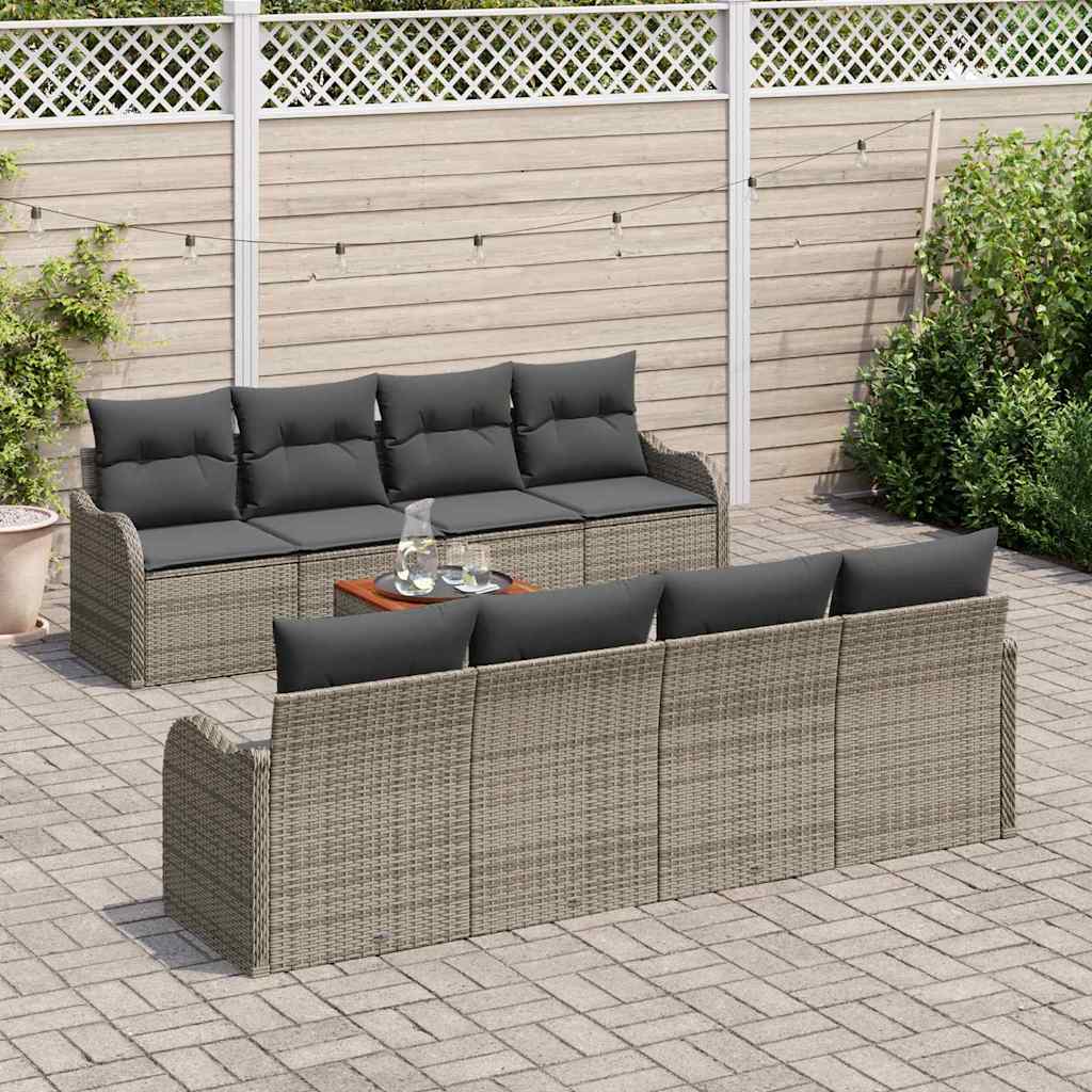 Garten-Sofa-Set 9 pcs Grau Poly Rattan