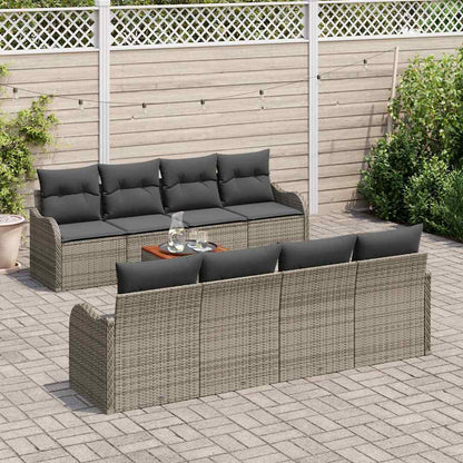 Garten-Sofa-Set 9 pcs Grau Poly Rattan