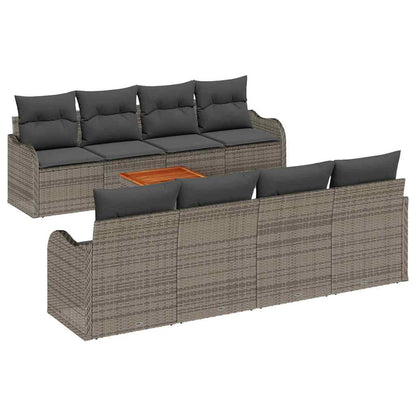 Garten-Sofa-Set 9 pcs Grau Poly Rattan