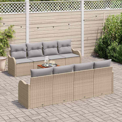 Garten-Sofa-Set 9 pcs Beige Poly Rattan