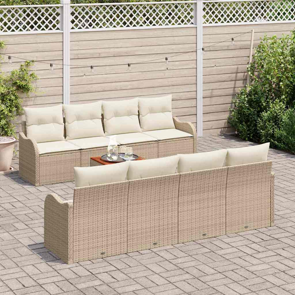 Garten-Sofa-Set 9 pcs Beige Poly Rattan