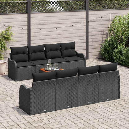 Garten-Sofa-Set 9 pcs Schwarz Poly Rattan