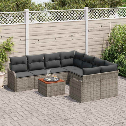 Garten-Sofa-Set 9 pcs Grau Poly Rattan