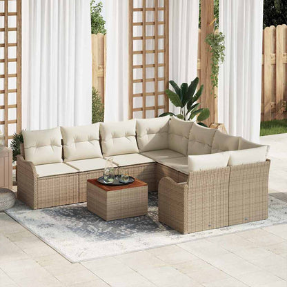 Garten-Sofa-Set 9 pcs Beige Poly Rattan
