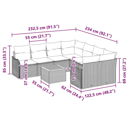 Garten-Sofa-Set 9 pcs Schwarz Poly Rattan